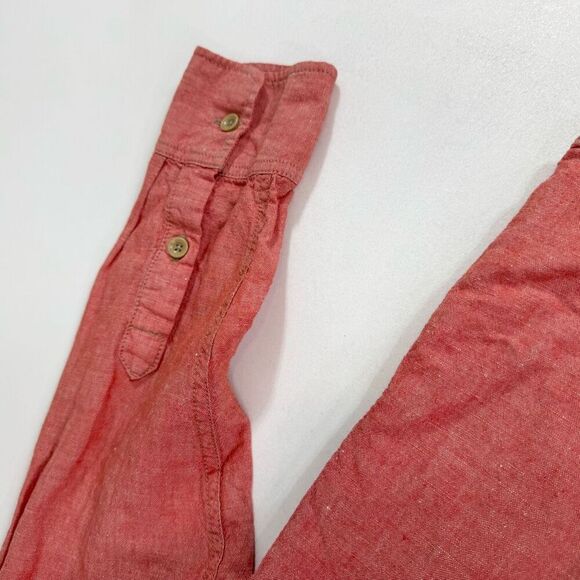 Paradise Collection Shirt Mens Medium REd Linen Blend Button Up Beach - Picture 8 of 8